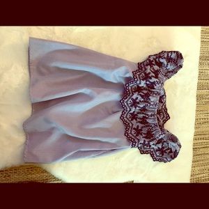 Cute off the shoulder strapped blue shirt